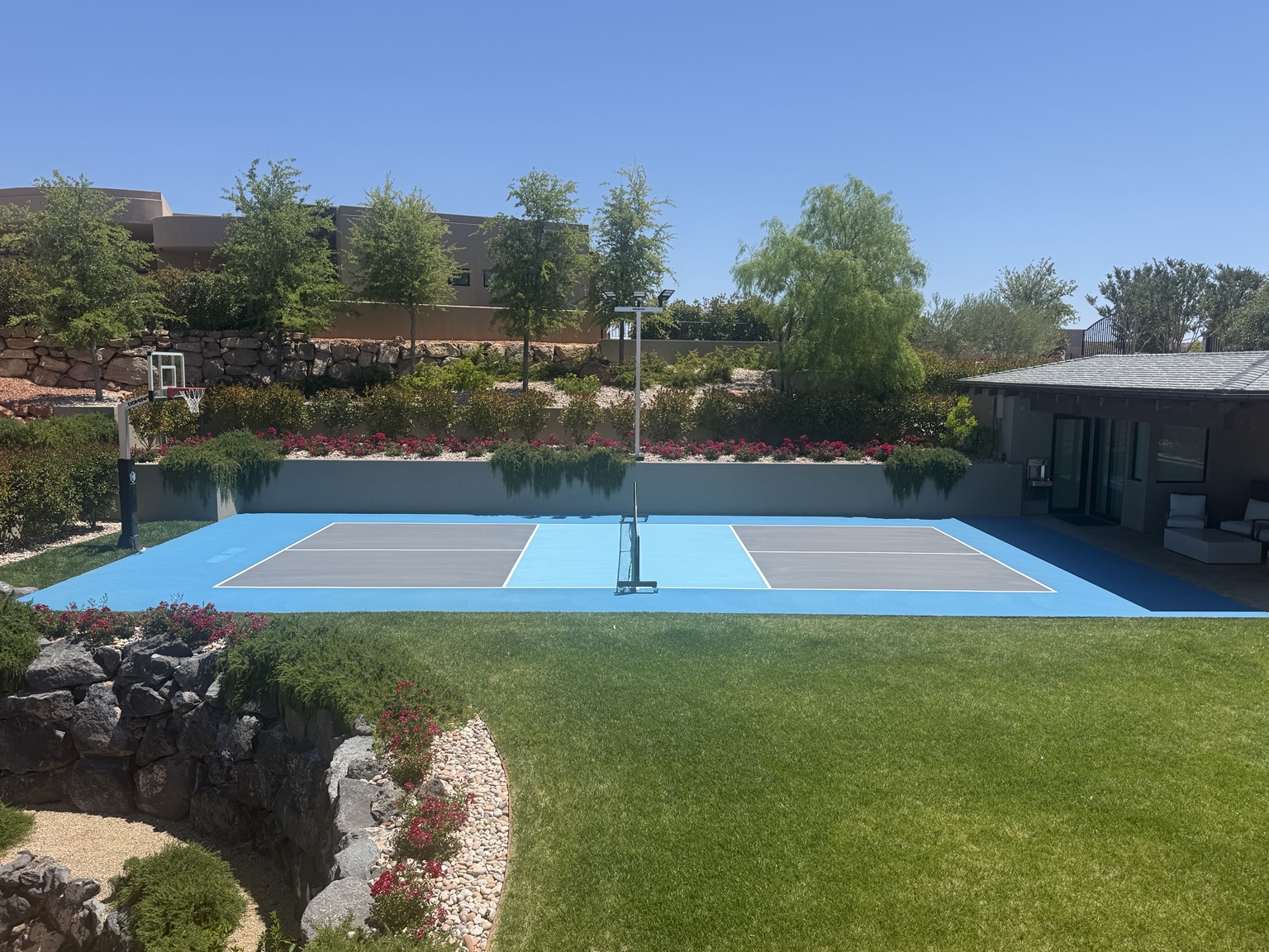 Residential basketball and pickleball court
